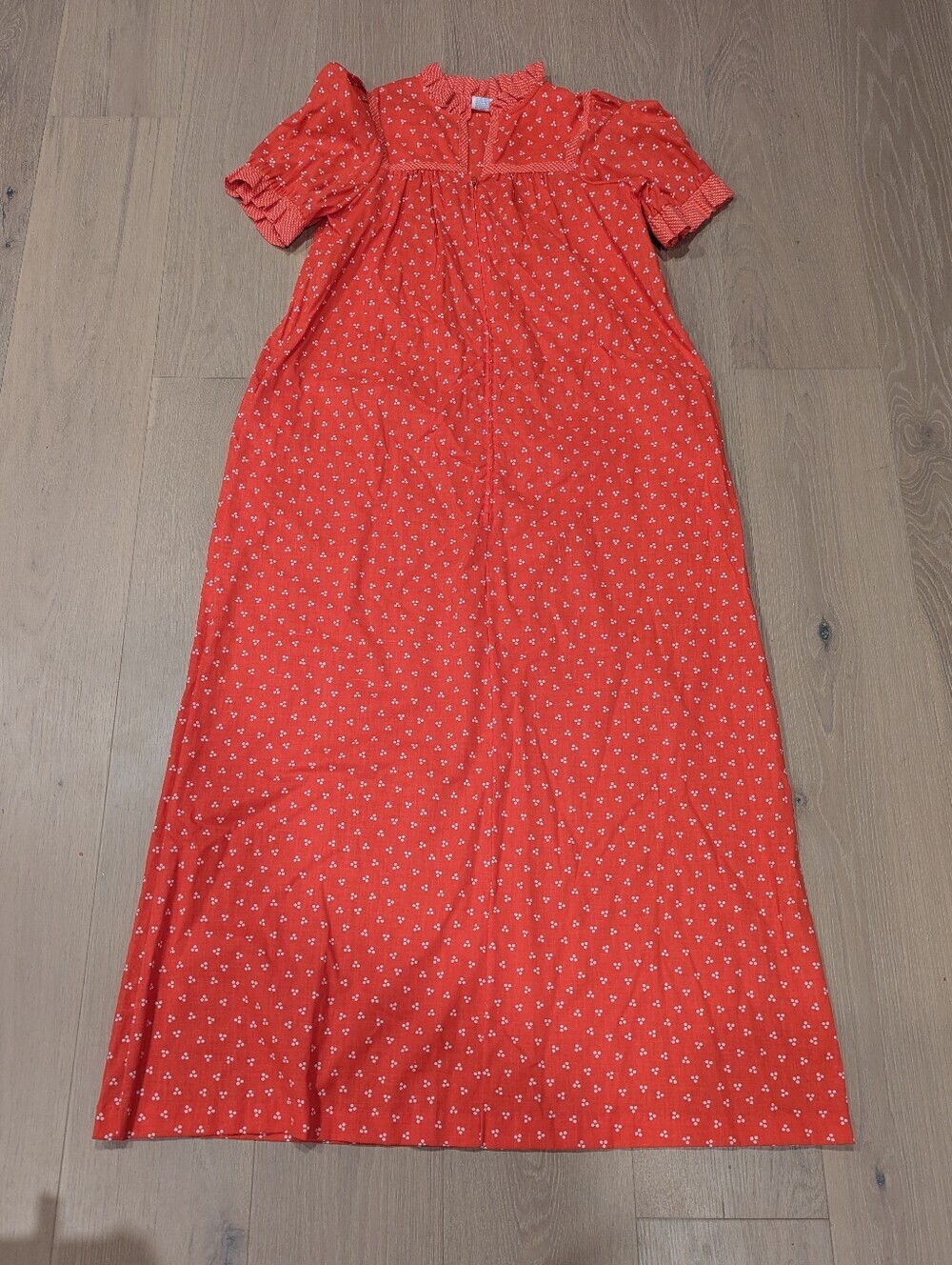 Red Vintage Housecoat with Small White Print